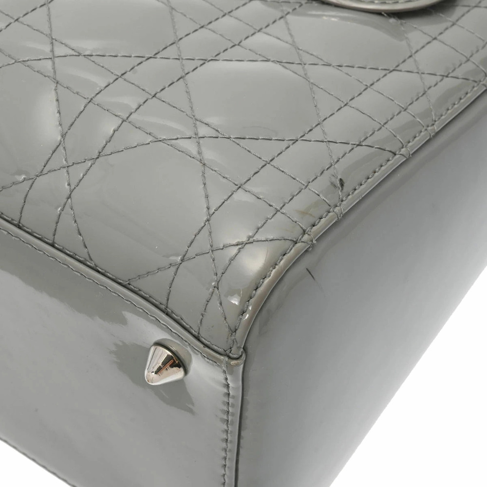 CHRISTIAN DIOR Lady Gray Enamel Handbag - Picture 6 of 9